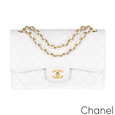 Chanel white caviar jumbo